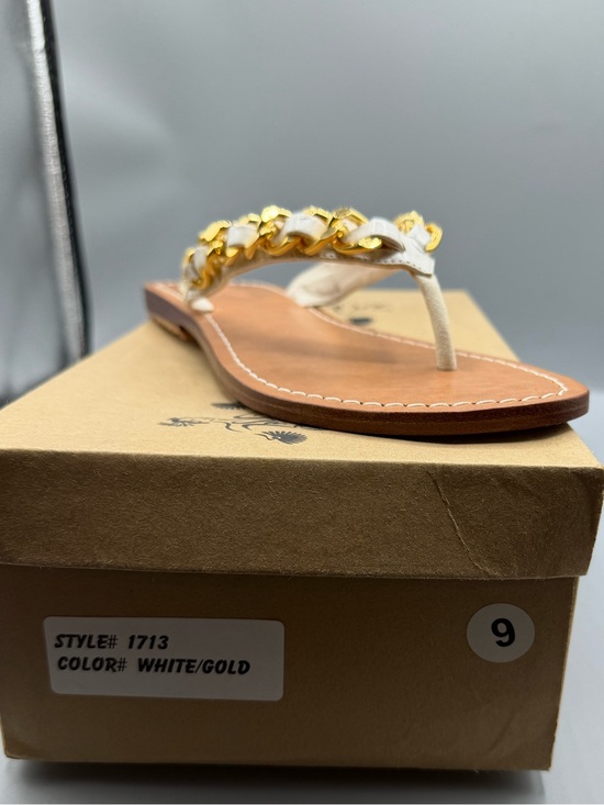 Mystique Boutique Shoes - Mystique White & Gold Women's Chain Thong Sandal
